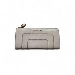 Bvlgari Zippered Seepento Wallet In Cream And Gold